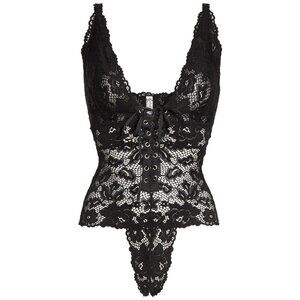 $70 Free People Intimately FP Gazey Eyes Lace Thong Bodysuit jumper romper black